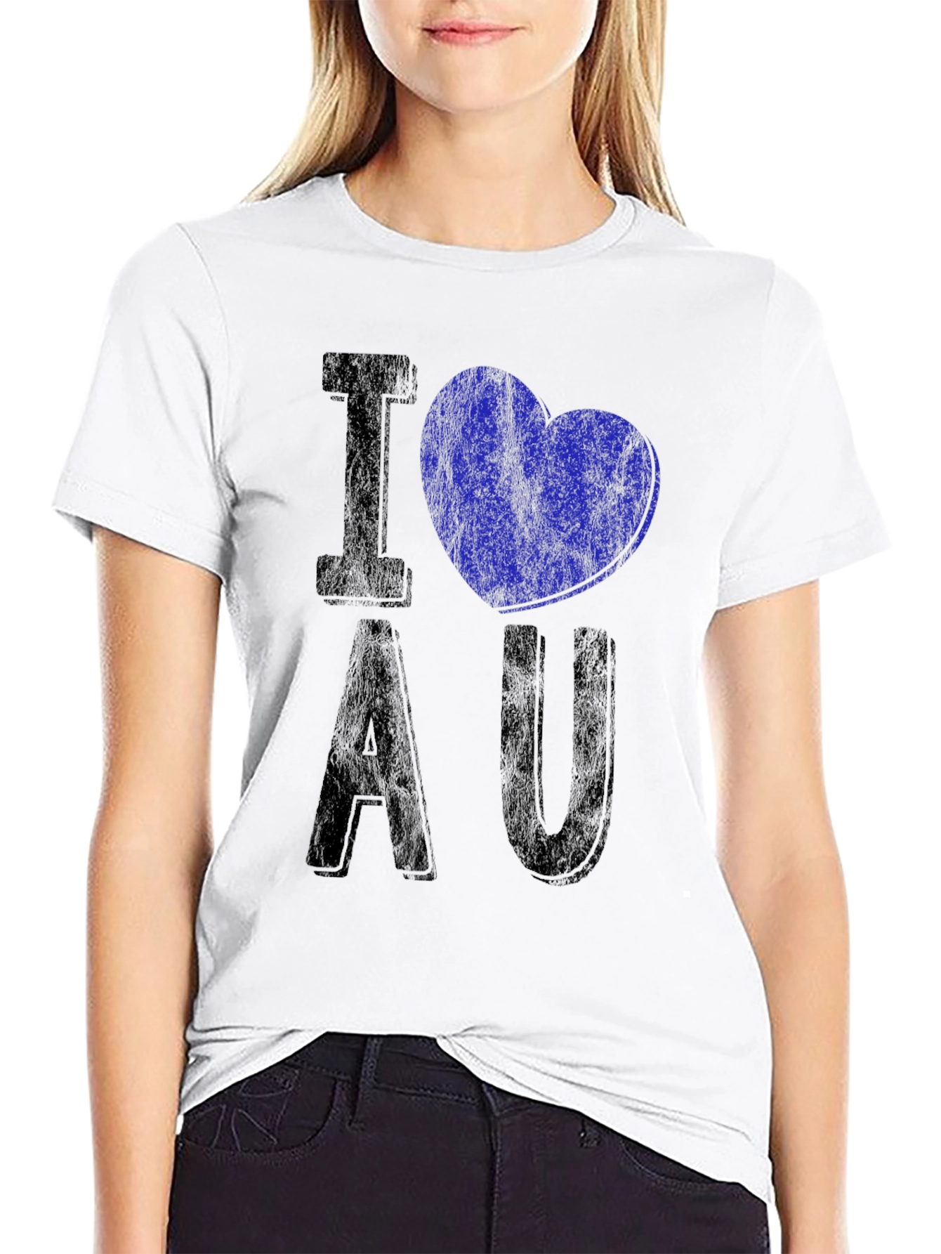 I Heart AU Graphic Tee - Distressed Black Shirt