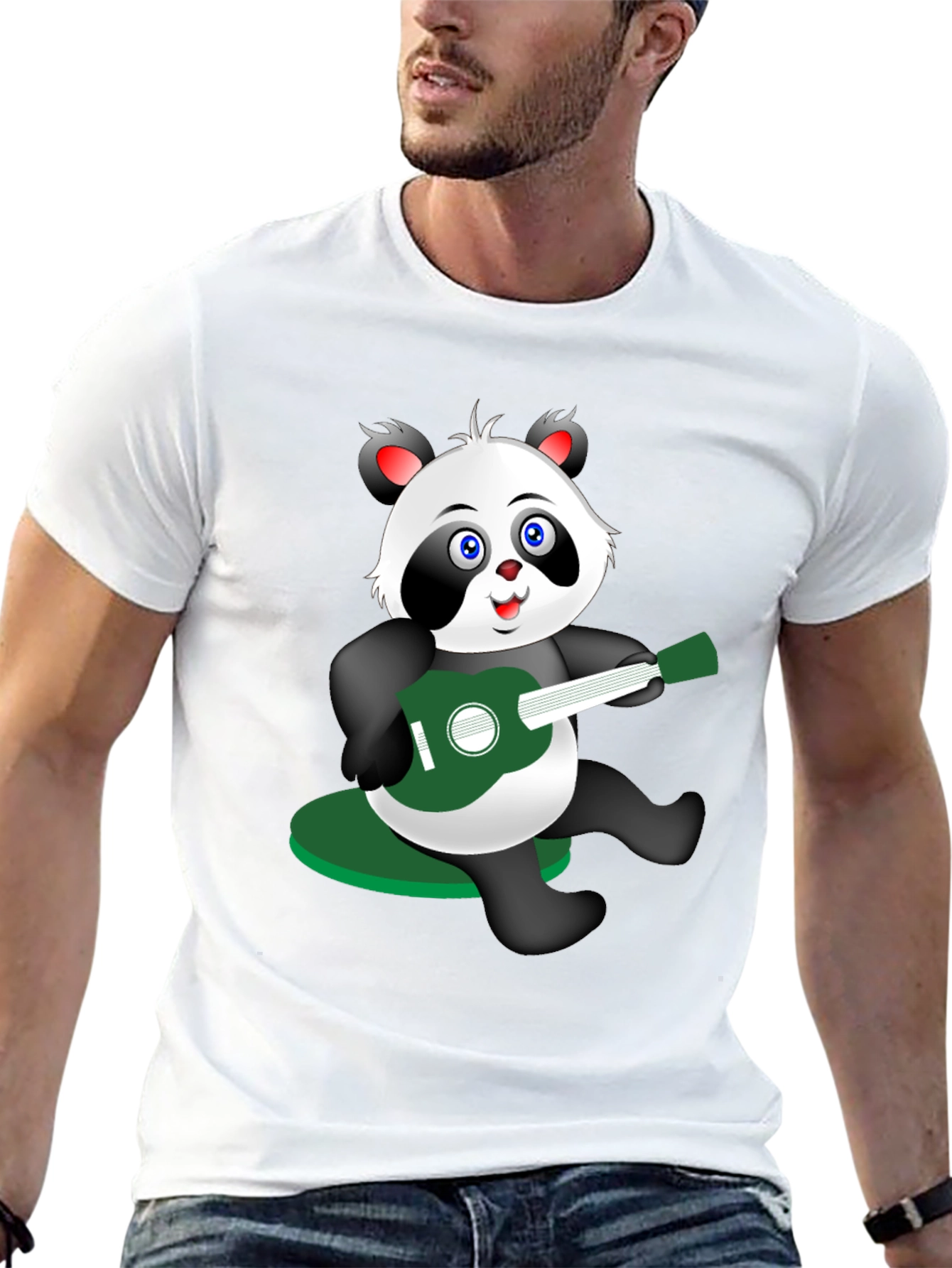 Panda Guitarist Graphic Tee - Black