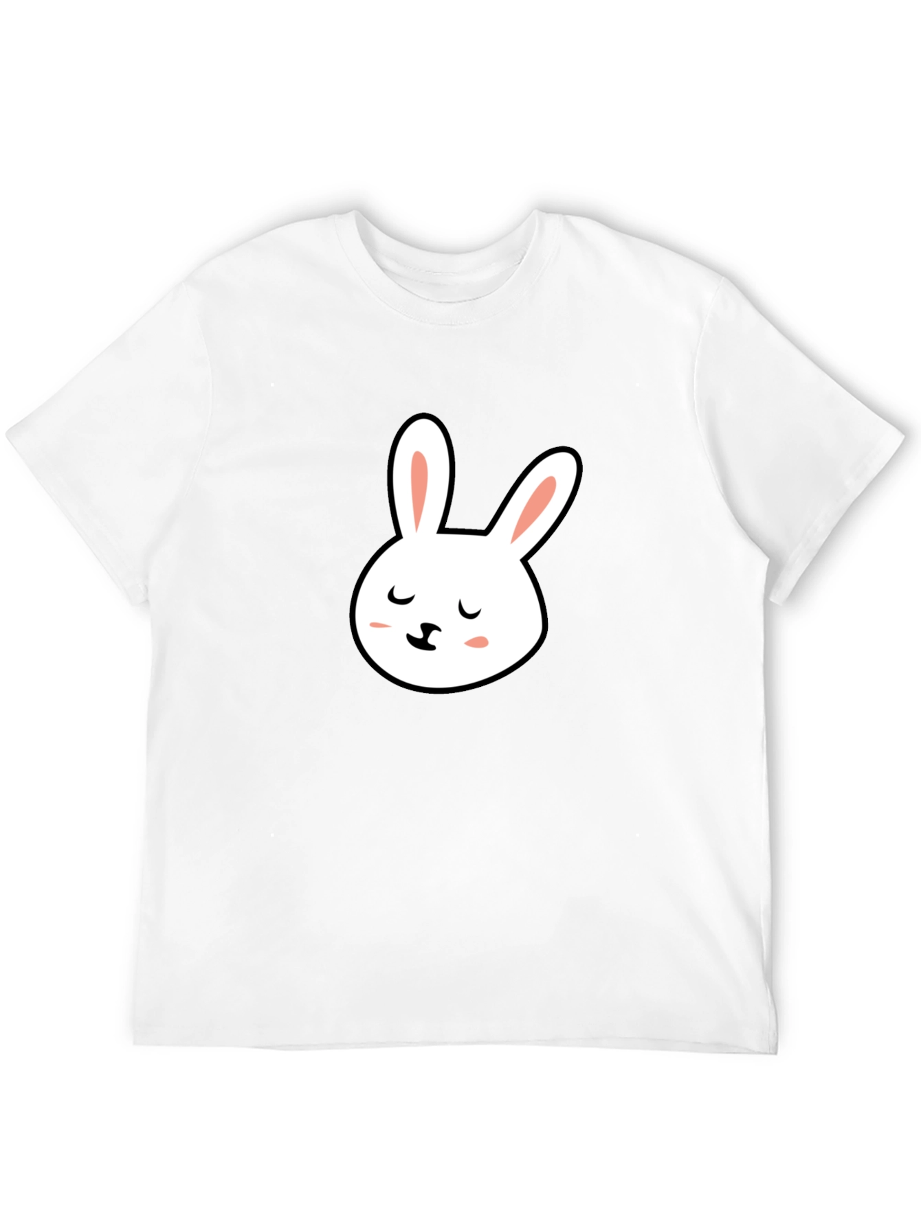 Cute Bunny Graphic Tee - Black Cotton T-Shirt