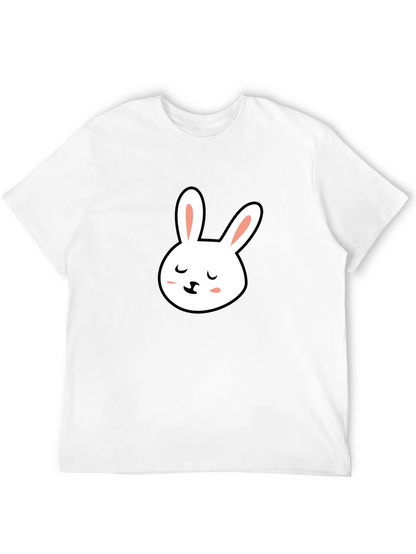 Cute Bunny Graphic Tee - Black Cotton T-Shirt