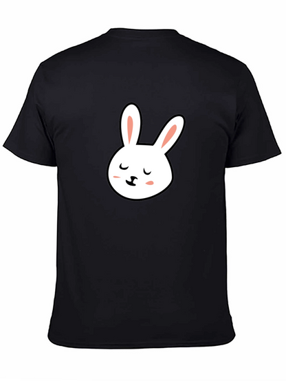 Cute Bunny Graphic Tee - Black Cotton T-Shirt