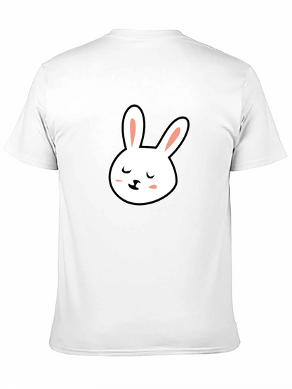Cute Bunny Graphic Tee - Black Cotton T-Shirt