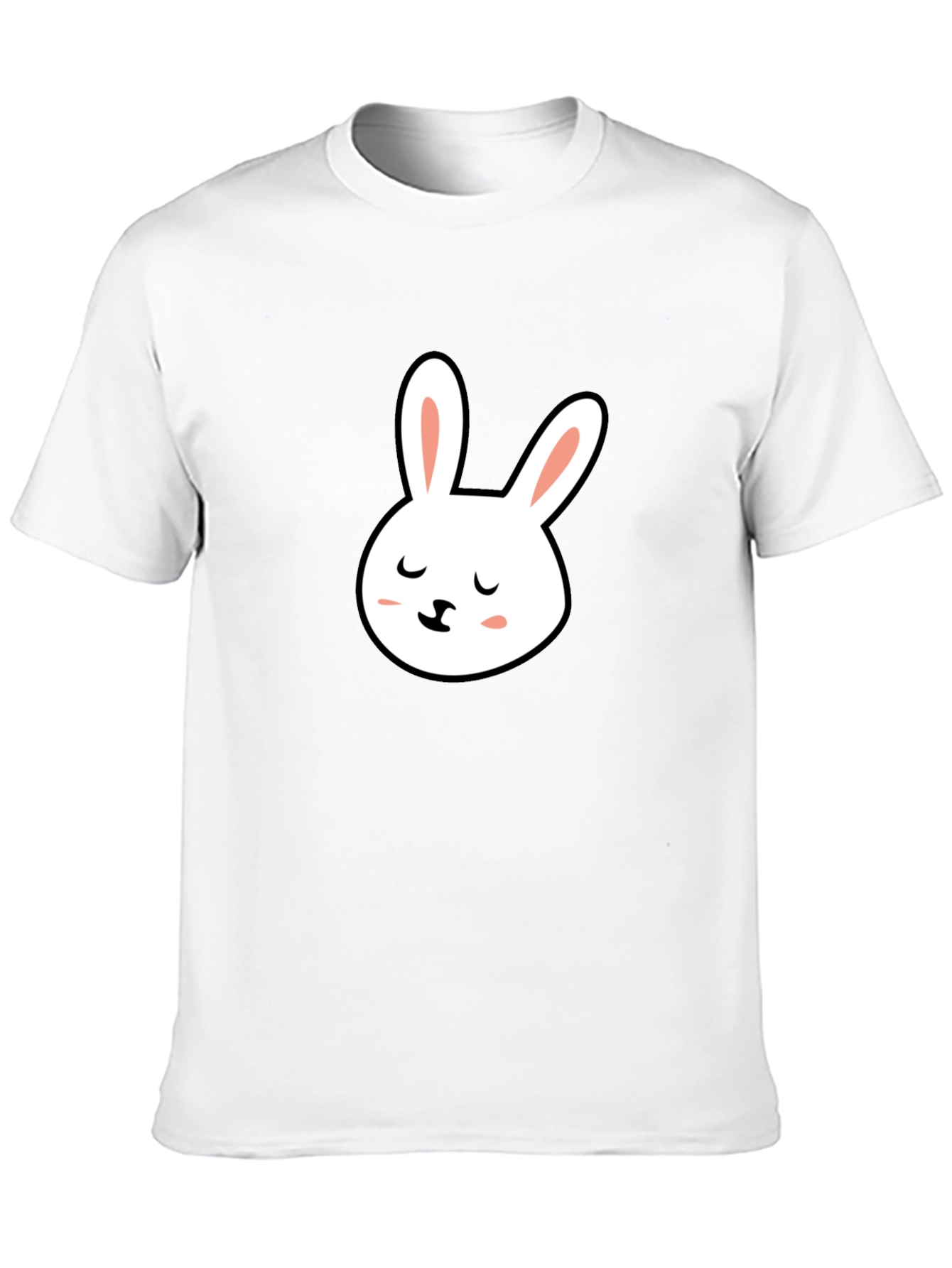 Cute Bunny Graphic Tee - Black Cotton T-Shirt