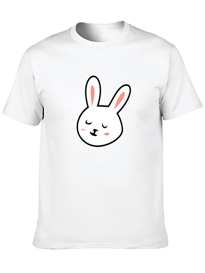 Cute Bunny Graphic Tee - Black Cotton T-Shirt