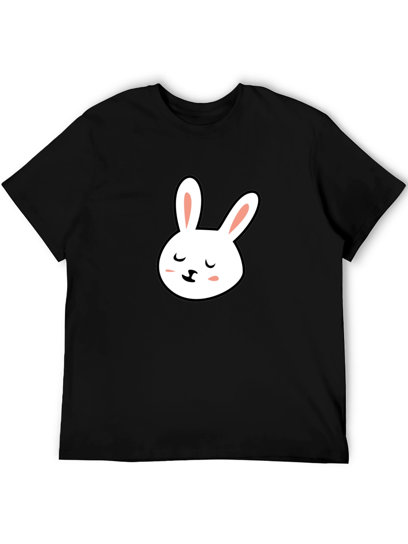 Cute Bunny Graphic Tee - Black Cotton T-Shirt