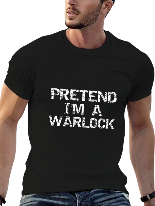 Pretend Im A Warlock Black Graphic T-Shirt