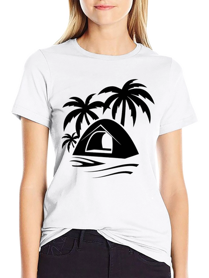 Palm Tent Black Tee - Adventure Ready!