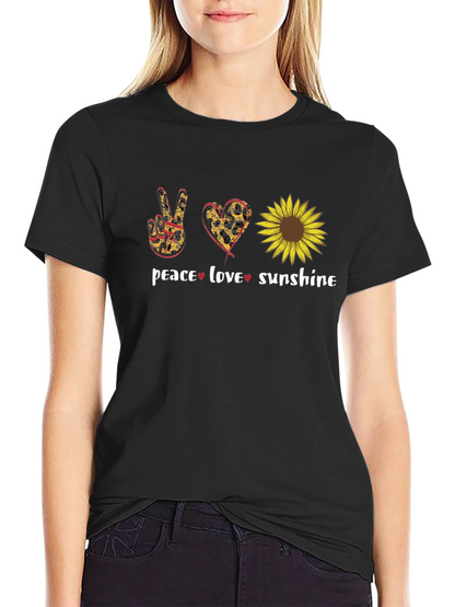 Peace Love Sunflower Graphic T-Shirt