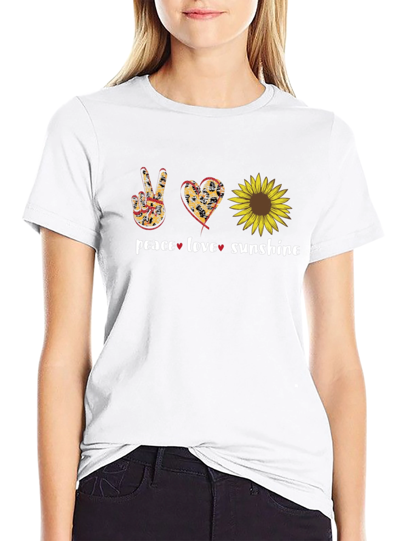 Peace Love Sunflower Graphic T-Shirt