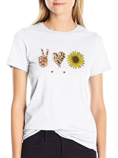 Peace Love Sunflower Graphic T-Shirt