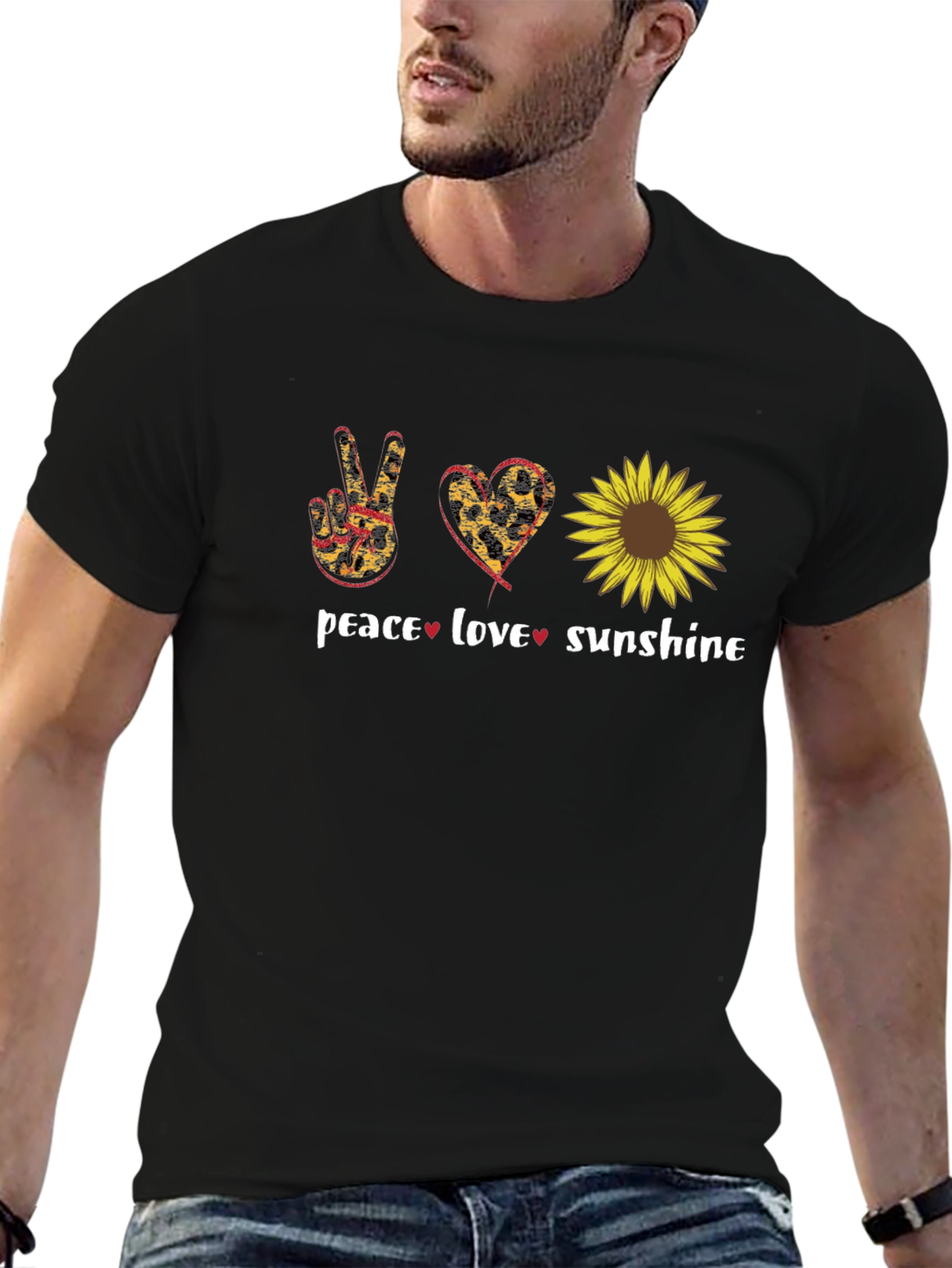 Peace Love Sunflower Graphic T-Shirt