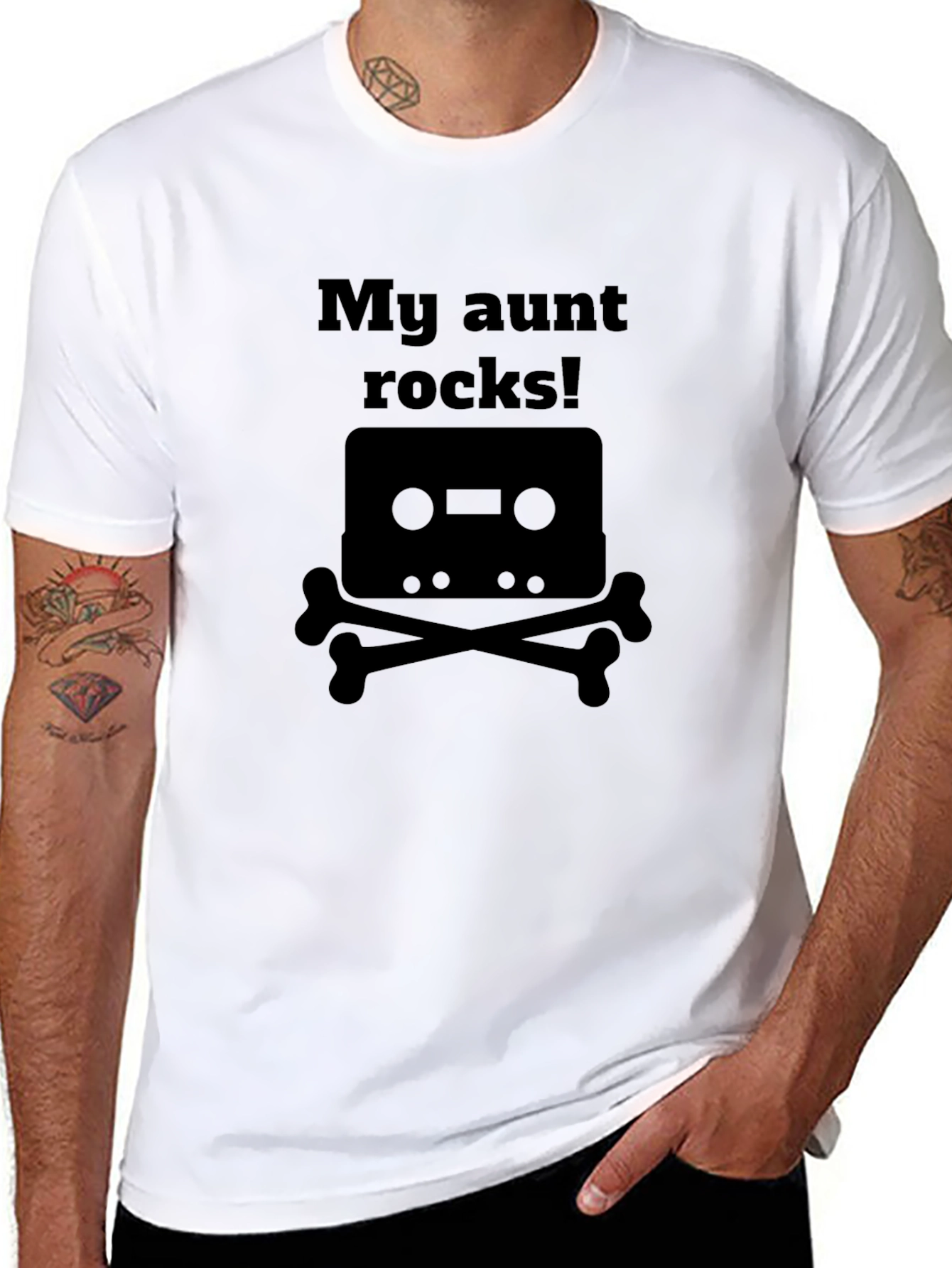 My Aunt Rocks! Cassette & Crossbones Graphic T-Shirt