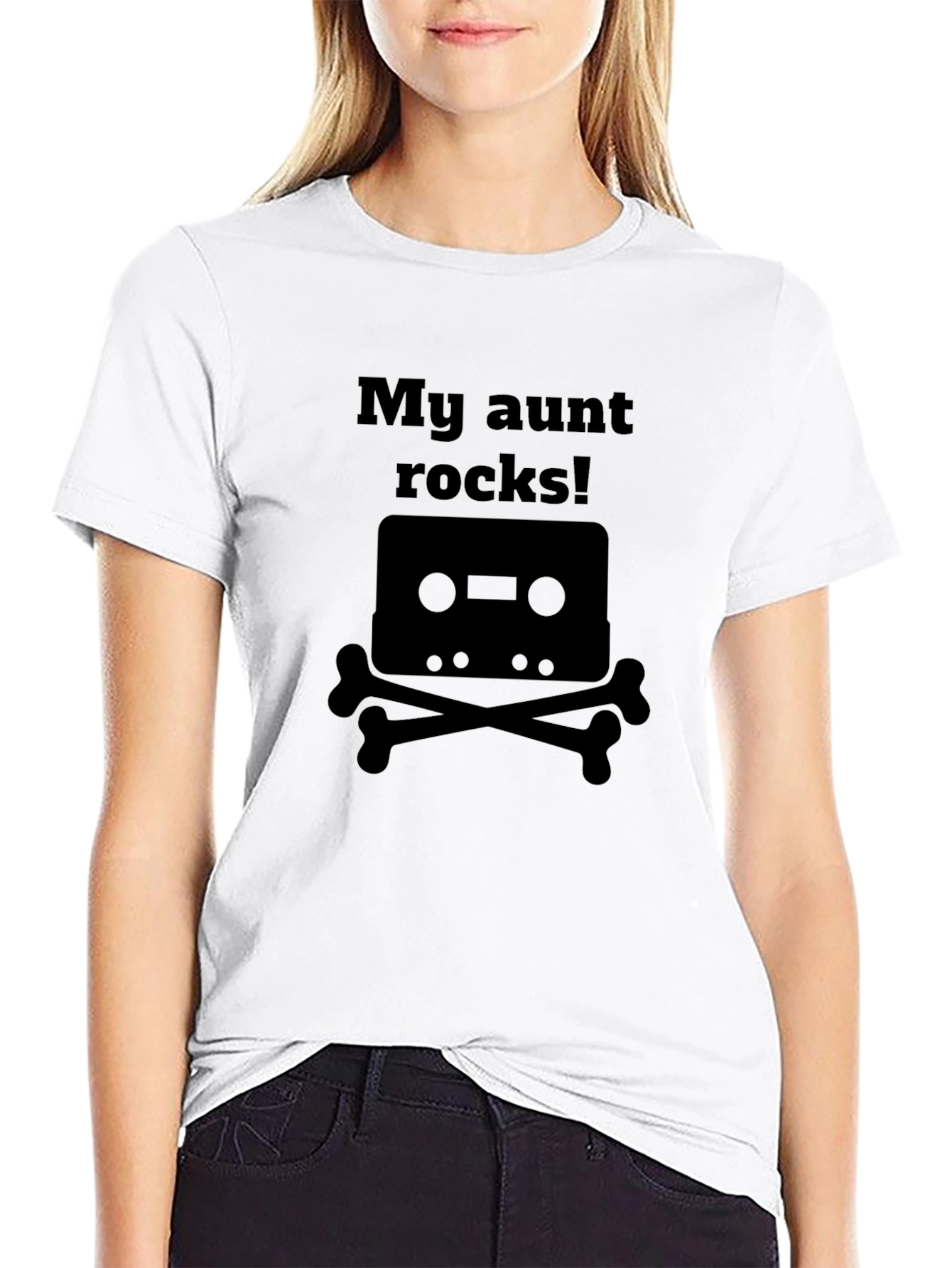 My Aunt Rocks! Cassette & Crossbones Graphic T-Shirt