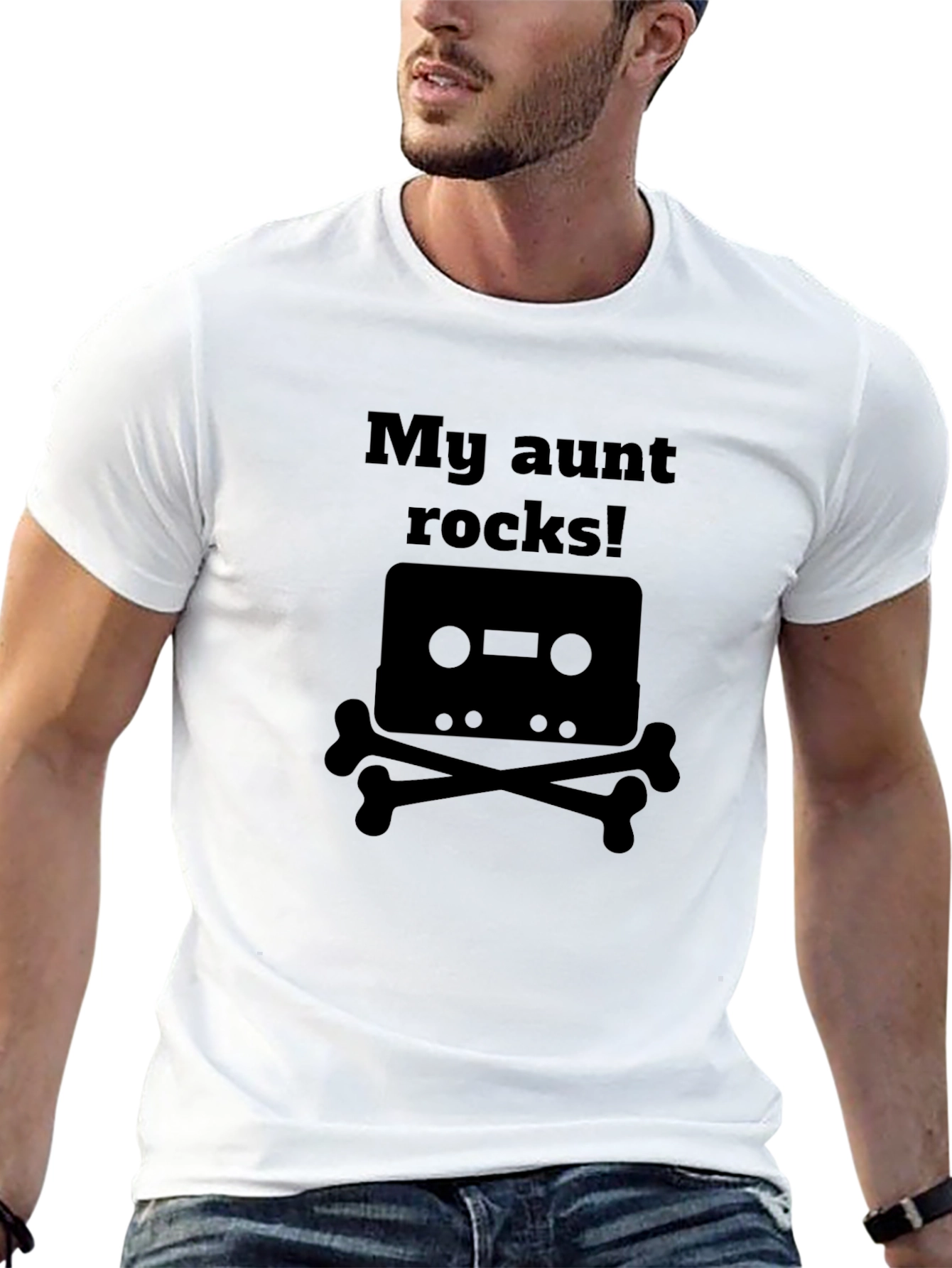 My Aunt Rocks! Cassette & Crossbones Graphic T-Shirt