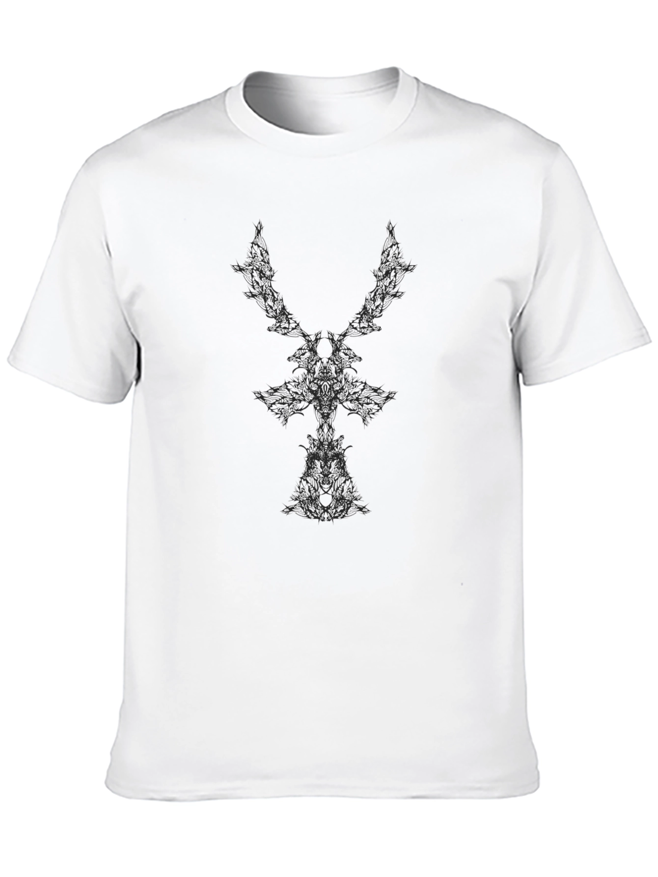 Abstract Graphic Black Crew Neck T-Shirt