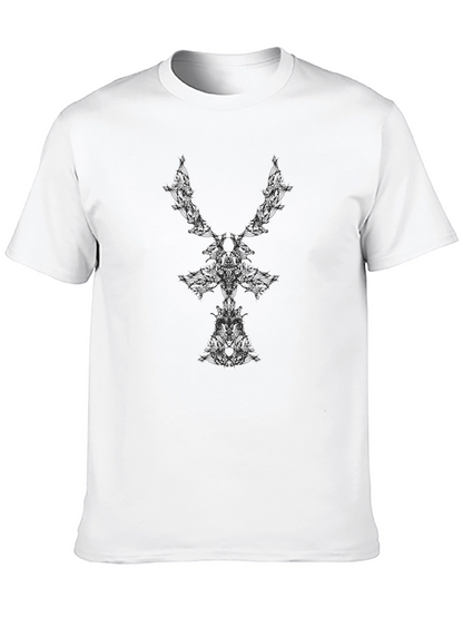 Abstract Graphic Black Crew Neck T-Shirt