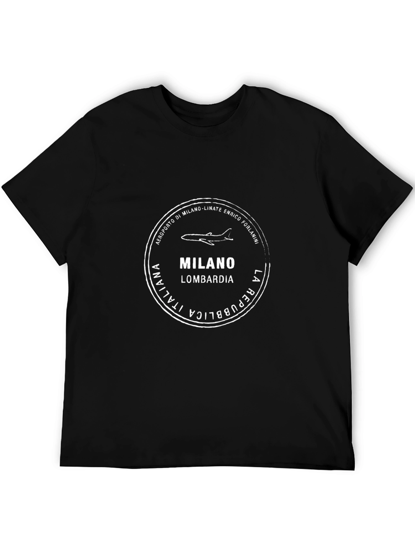 Milano Lombardia T-Shirt Black Italian Republic Airport