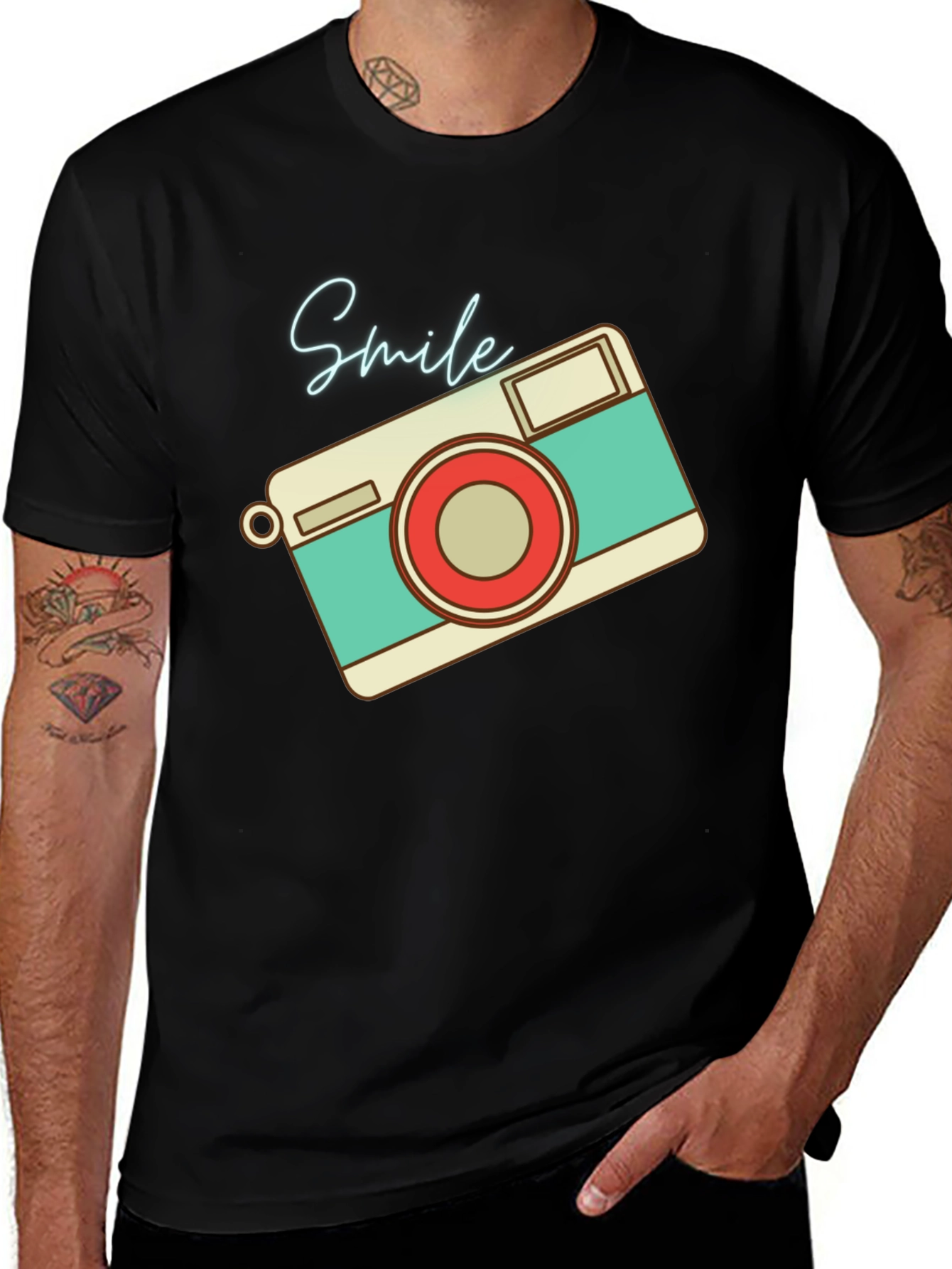 Retro Camera Smile Graphic T-Shirt - Unisex