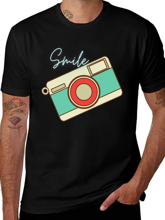 Retro Camera Smile Graphic T-Shirt - Unisex