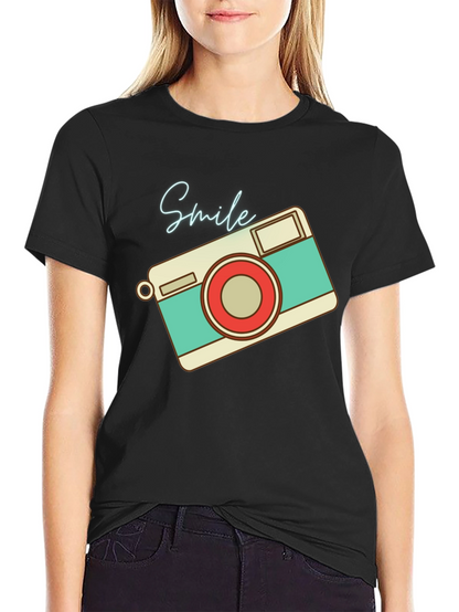 Retro Camera Smile Graphic T-Shirt - Unisex