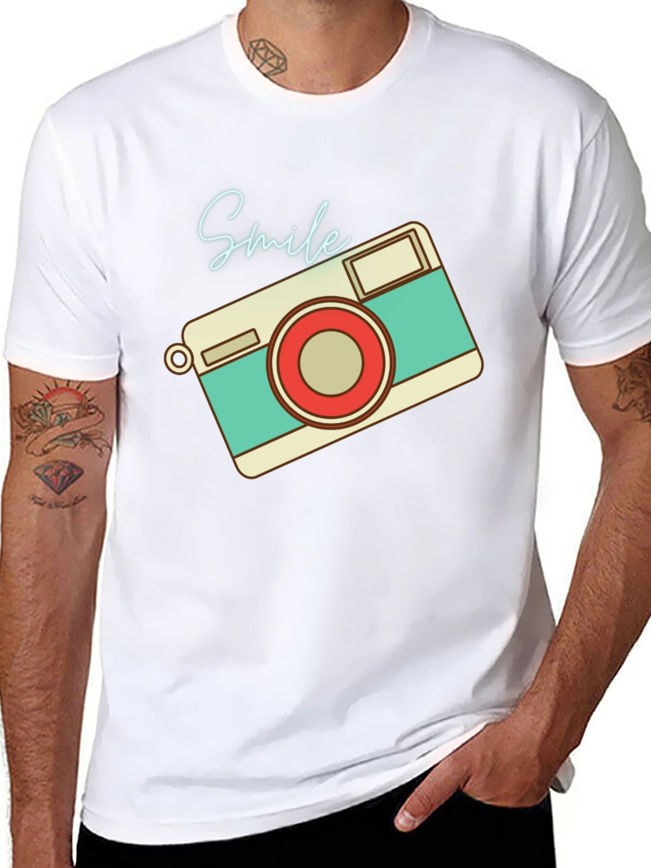 Retro Camera Smile Graphic T-Shirt - Unisex