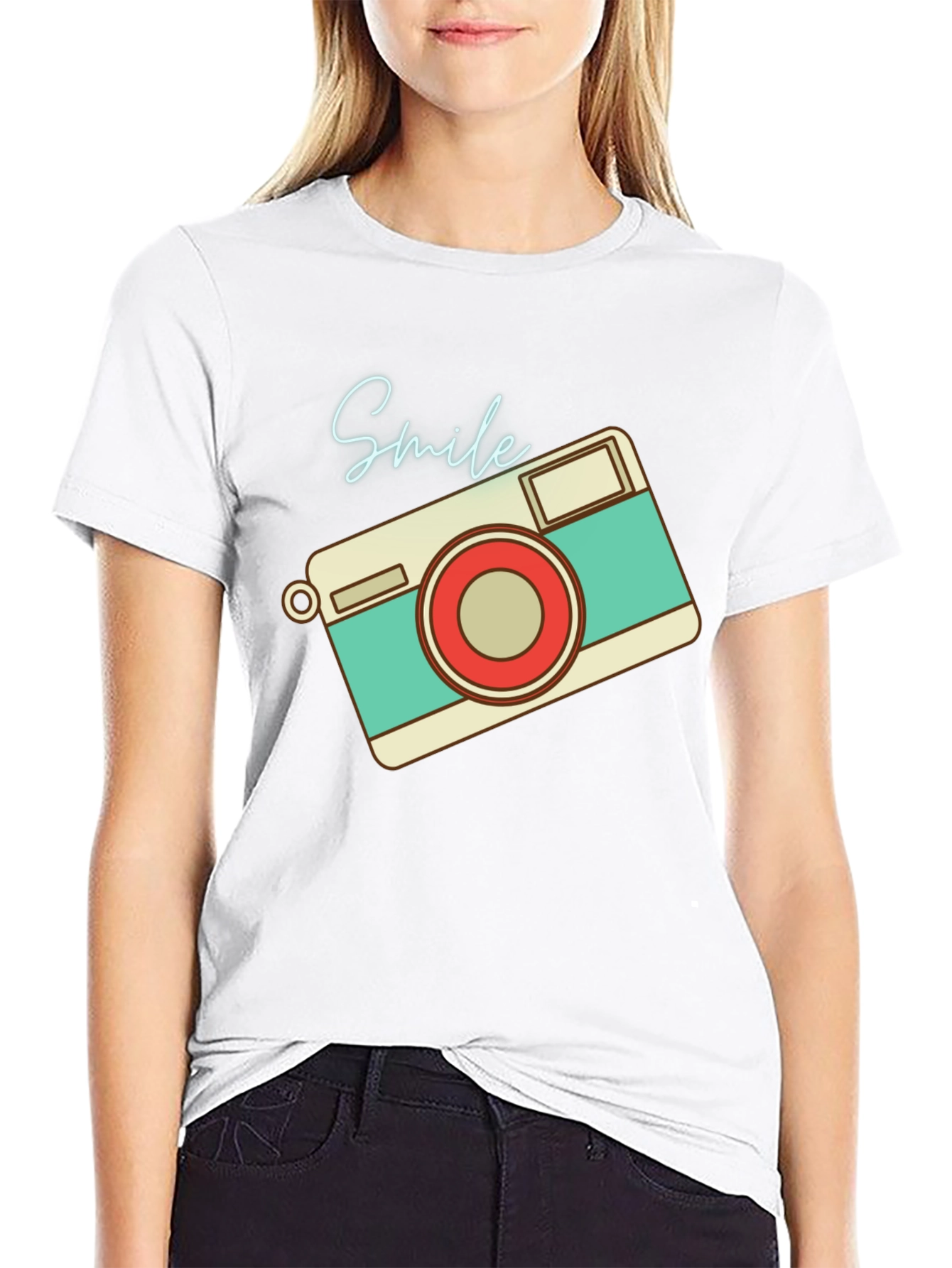 Retro Camera Smile Graphic T-Shirt - Unisex