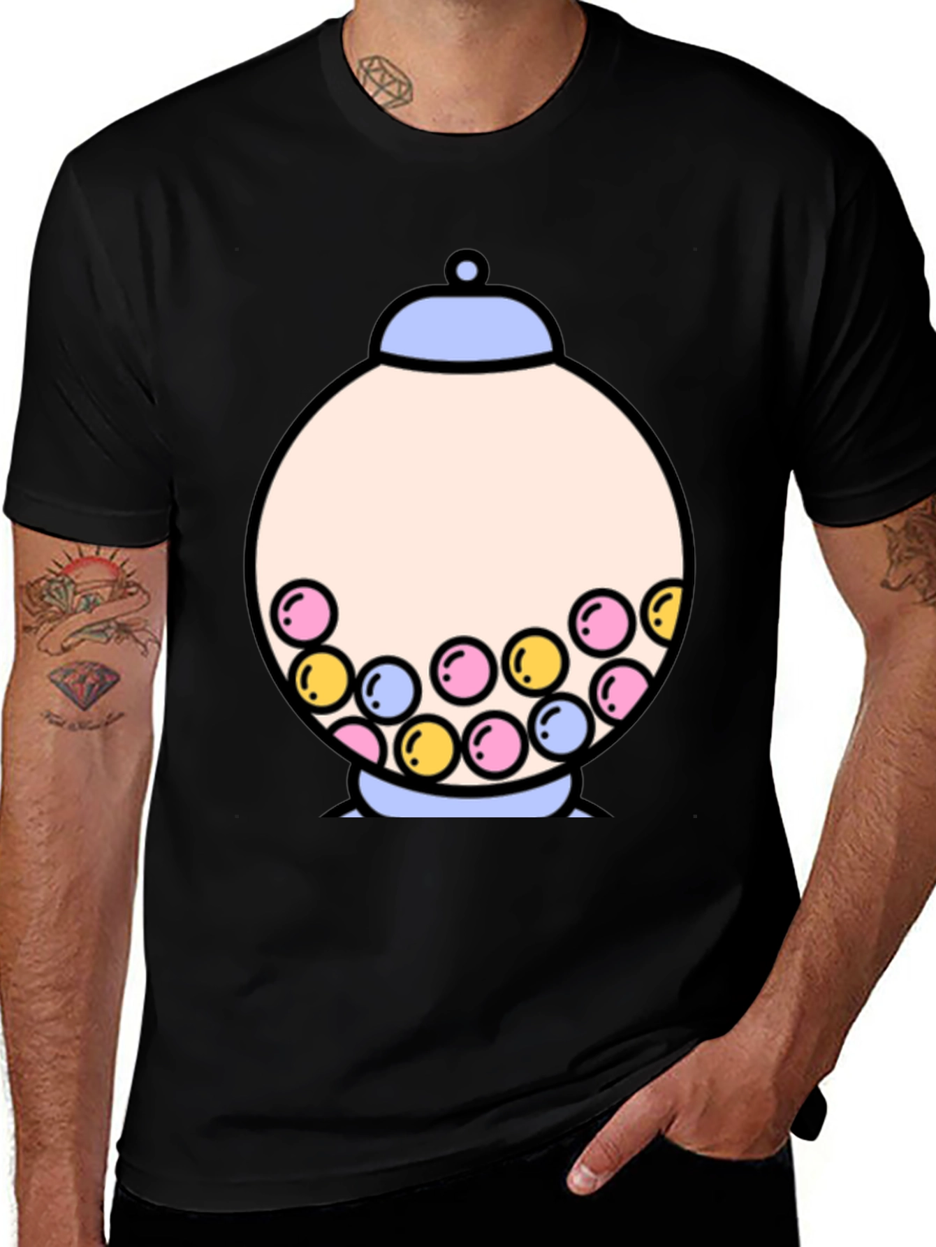 Gumball Machine Graphic Tee - Funky Black T-Shirt