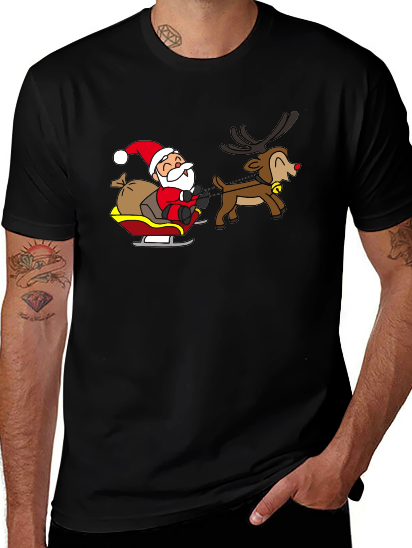 Santa and Reindeer Graphic T-Shirt
