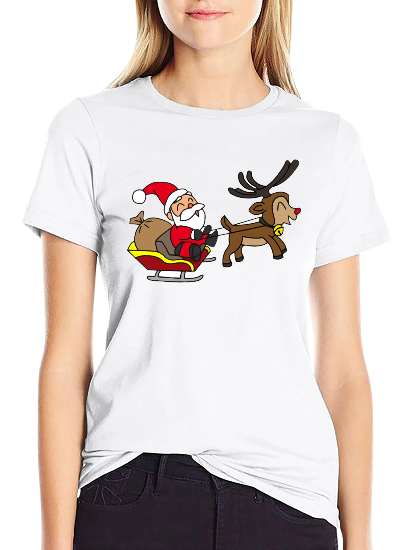 Santa and Reindeer Graphic T-Shirt