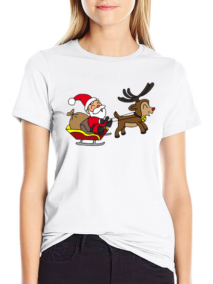Santa and Reindeer Graphic T-Shirt