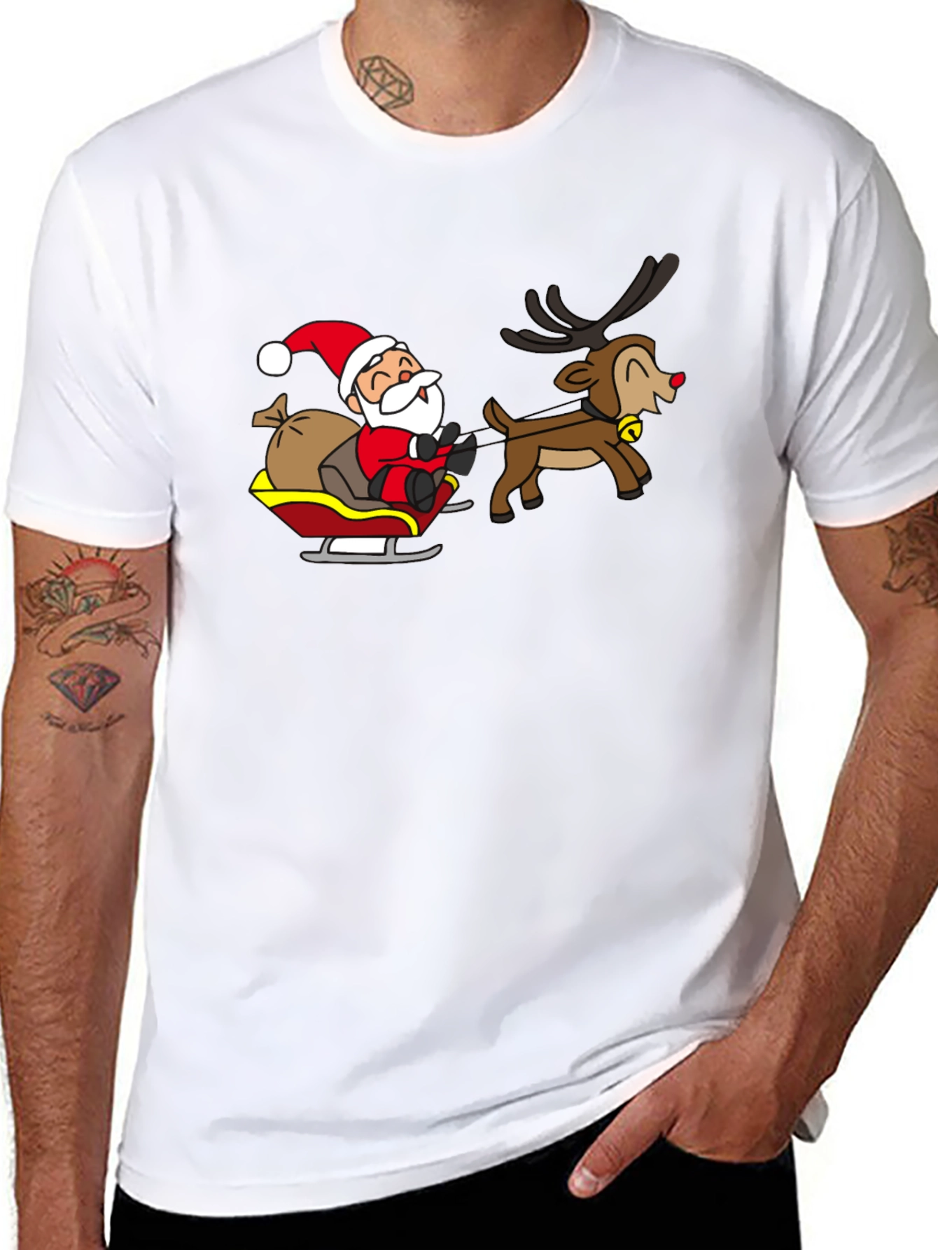 Santa and Reindeer Graphic T-Shirt