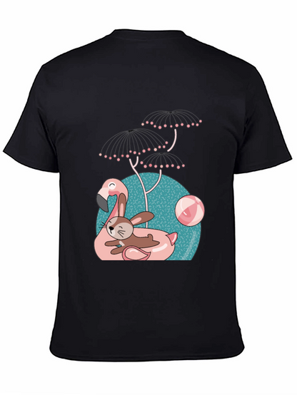 Fun Flamingo & Bunny Graphic T-Shirt