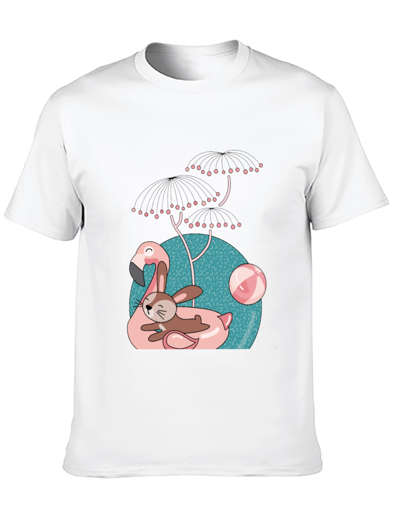 Fun Flamingo & Bunny Graphic T-Shirt