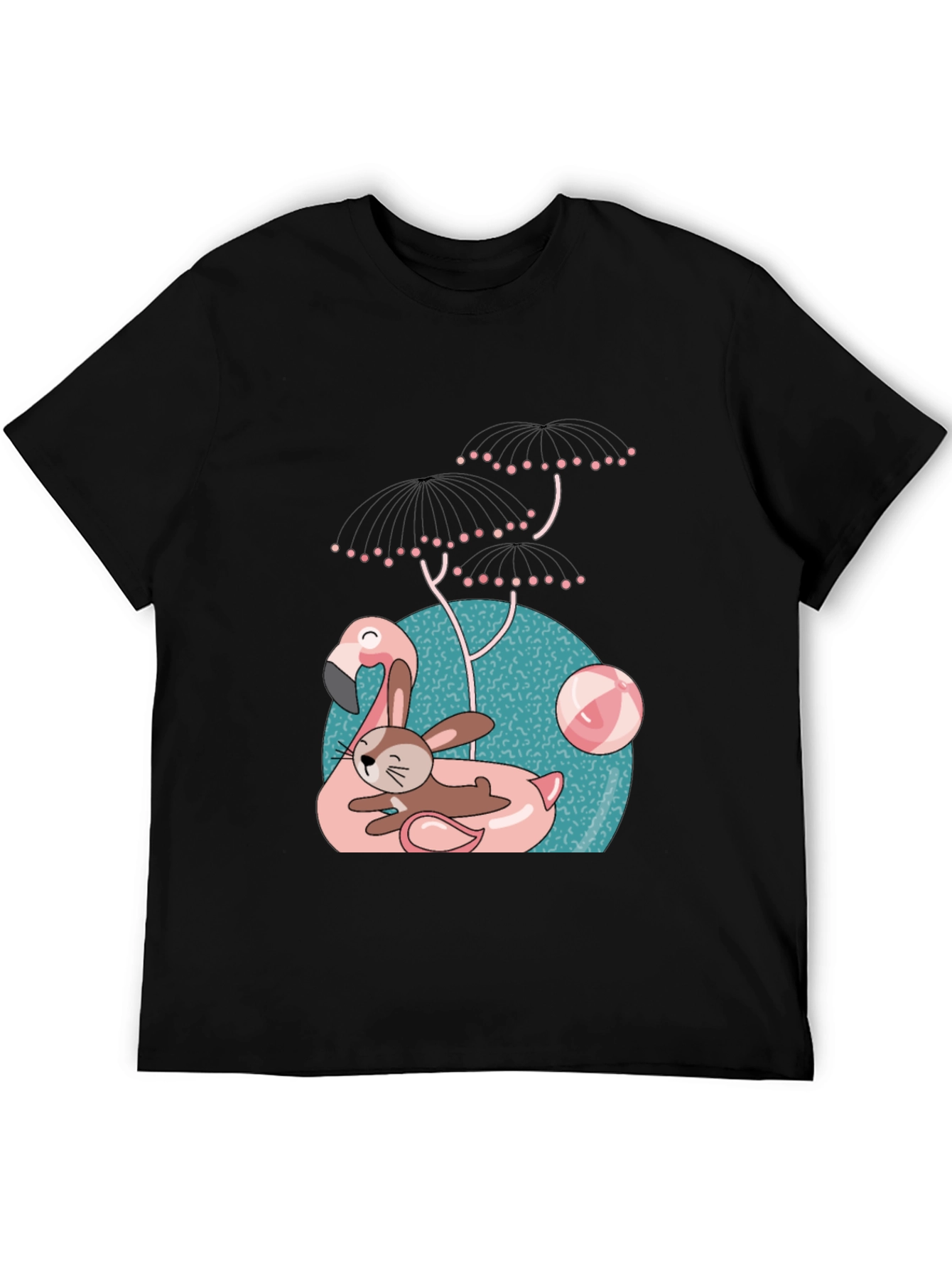 Fun Flamingo & Bunny Graphic T-Shirt