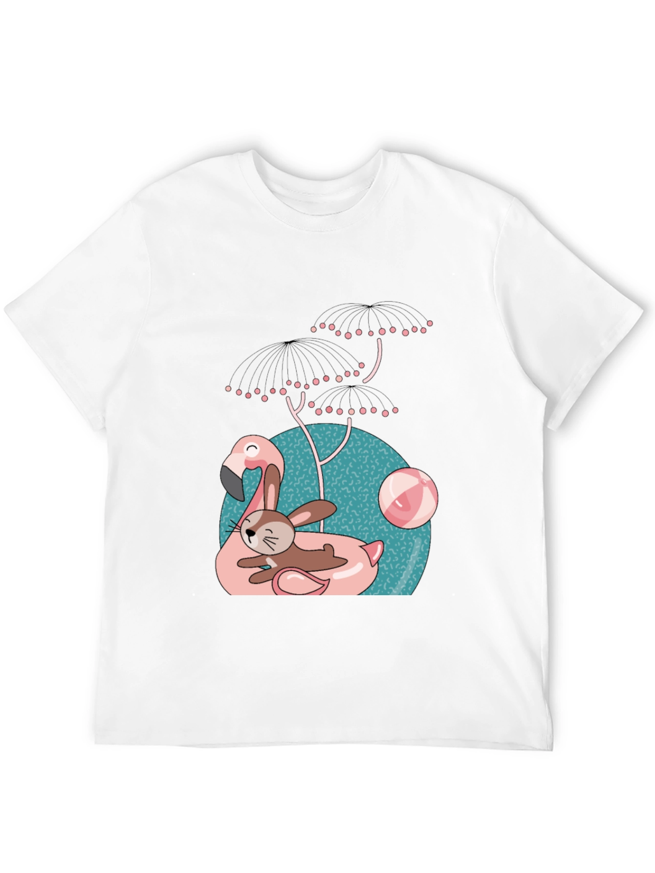 Fun Flamingo & Bunny Graphic T-Shirt