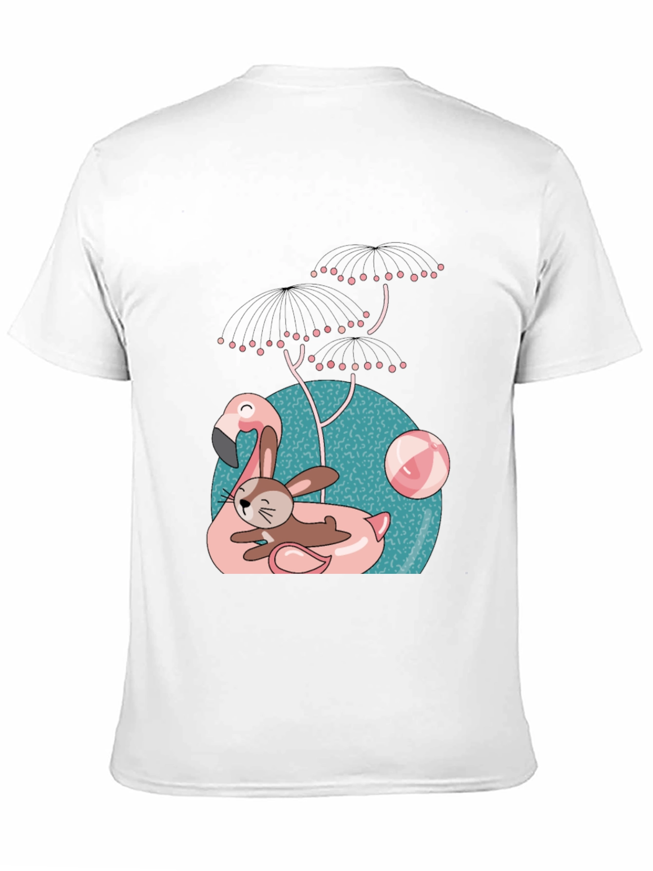 Fun Flamingo & Bunny Graphic T-Shirt