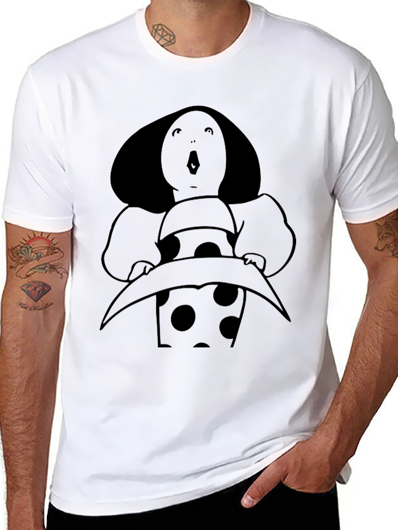 Artistic Black Graphic Tee - Avant Garde Portrait