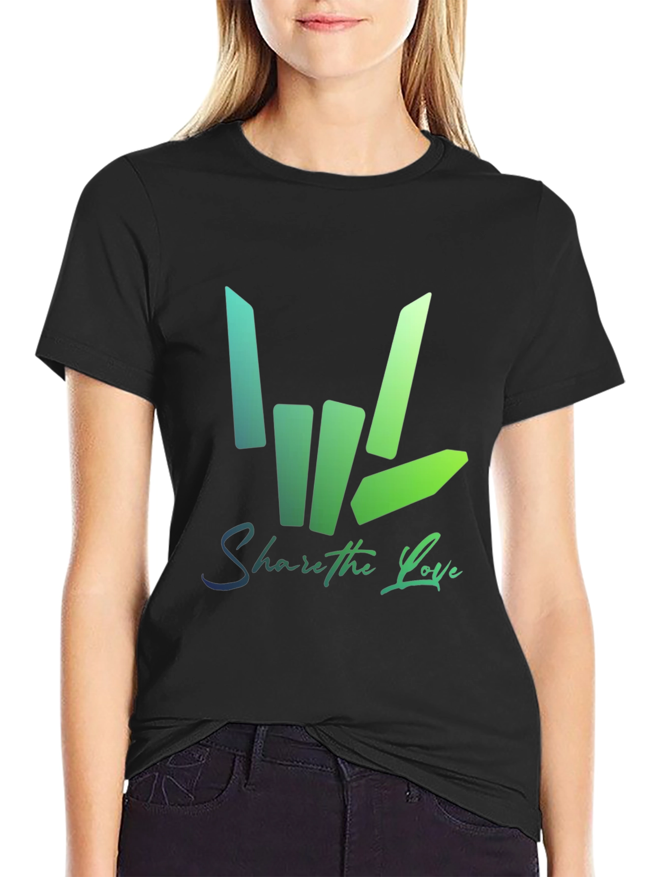 Share the Love Graphic Tee - Trendy Black T-Shirt