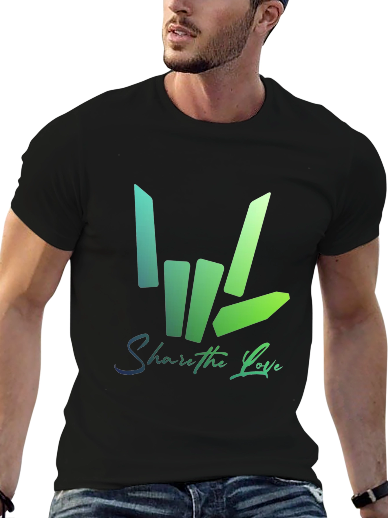 Share the Love Graphic Tee - Trendy Black T-Shirt