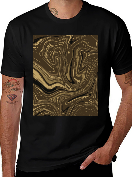 Abstract Swirl Graphic Tee - Brown