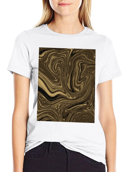 Abstract Swirl Graphic Tee - Brown