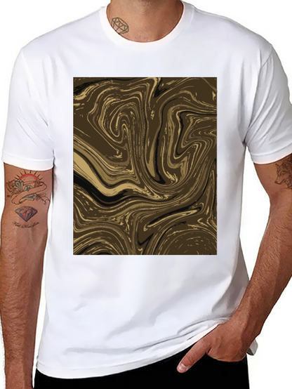 Abstract Swirl Graphic Tee - Brown