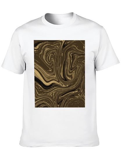 Abstract Swirl Graphic Tee - Brown