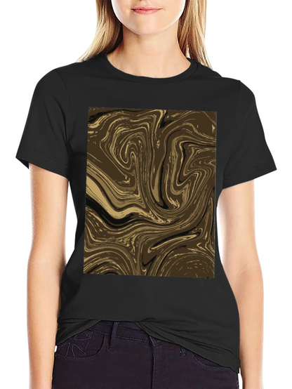 Abstract Swirl Graphic Tee - Brown