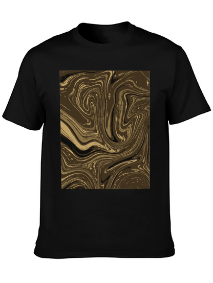 Abstract Swirl Graphic Tee - Brown