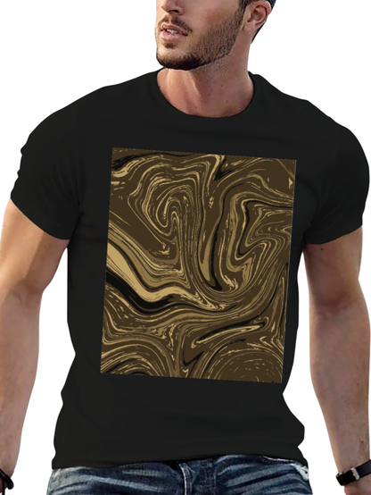 Abstract Swirl Graphic Tee - Brown