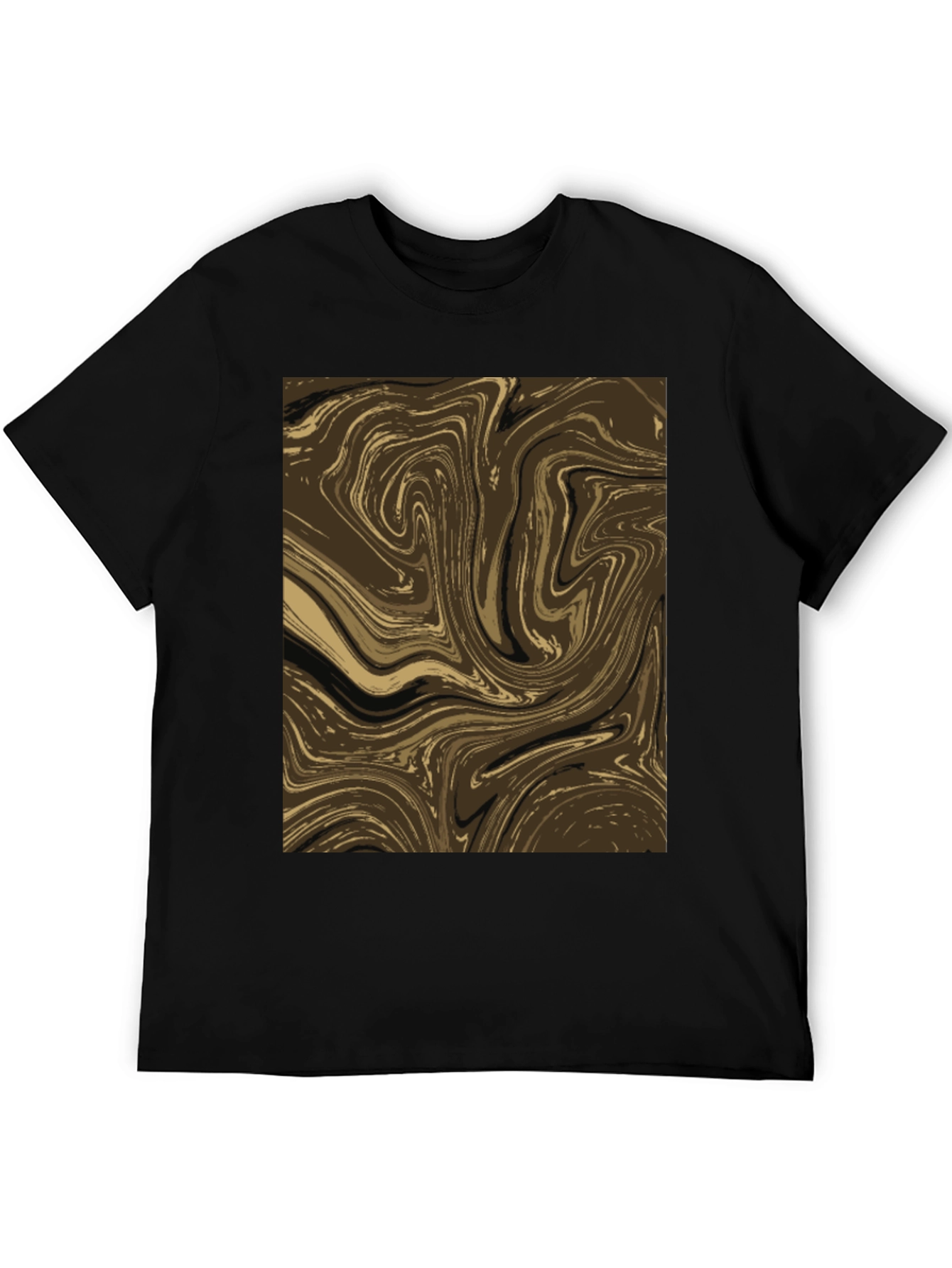 Abstract Swirl Graphic Tee - Brown