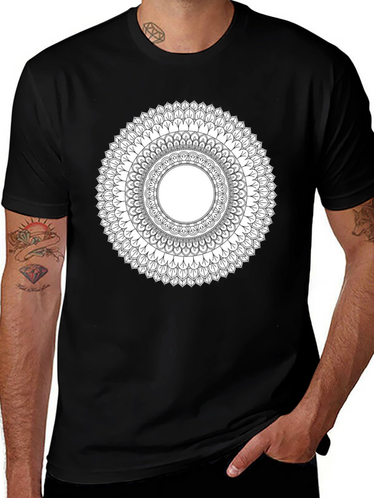 Mandala Print Black T-Shirt