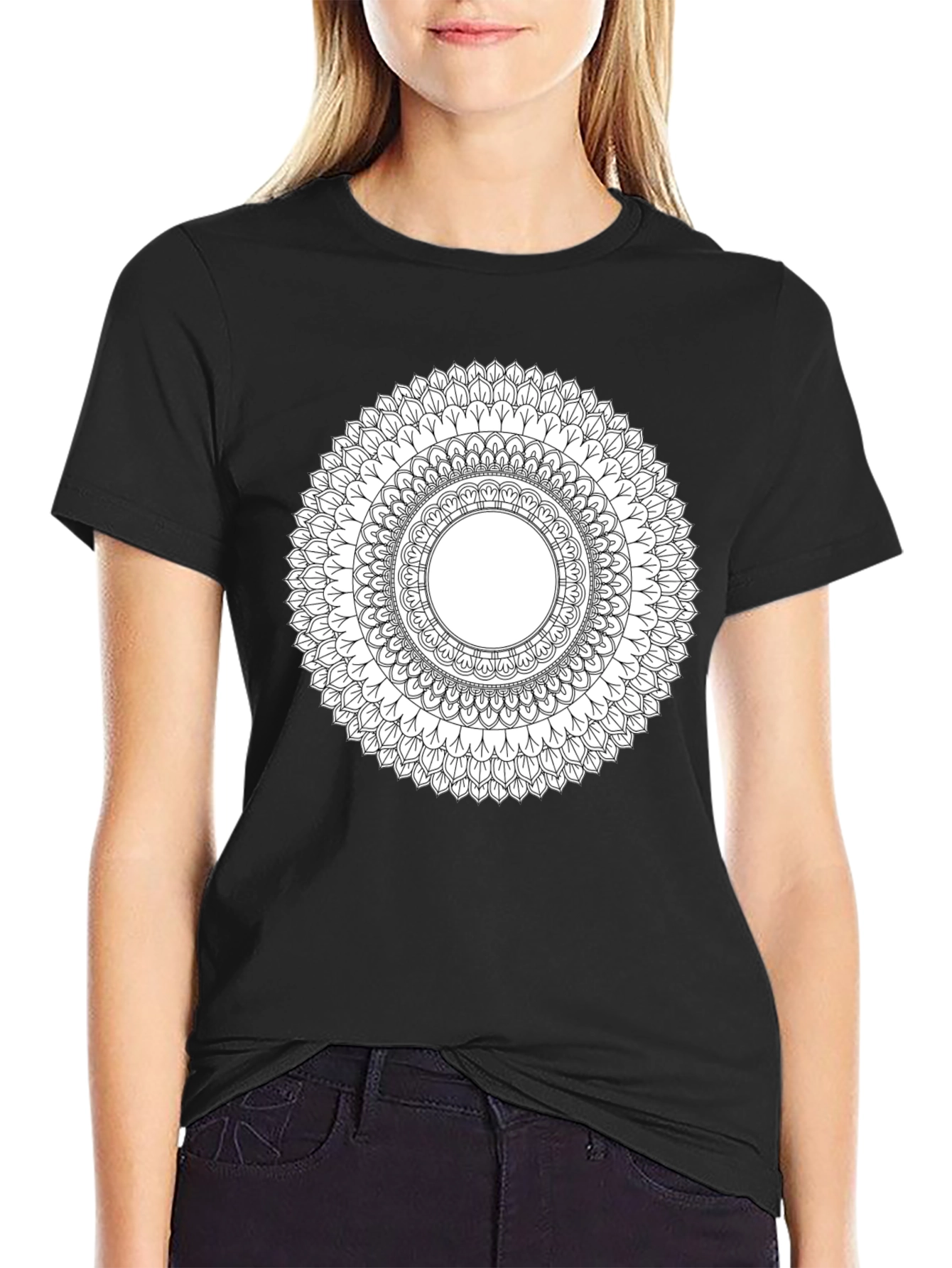 Mandala Print Black T-Shirt