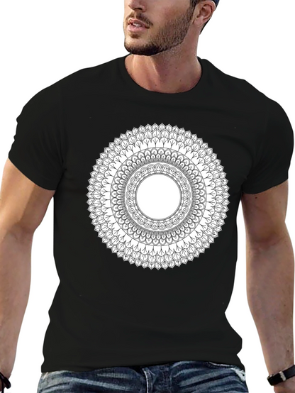 Mandala Print Black T-Shirt